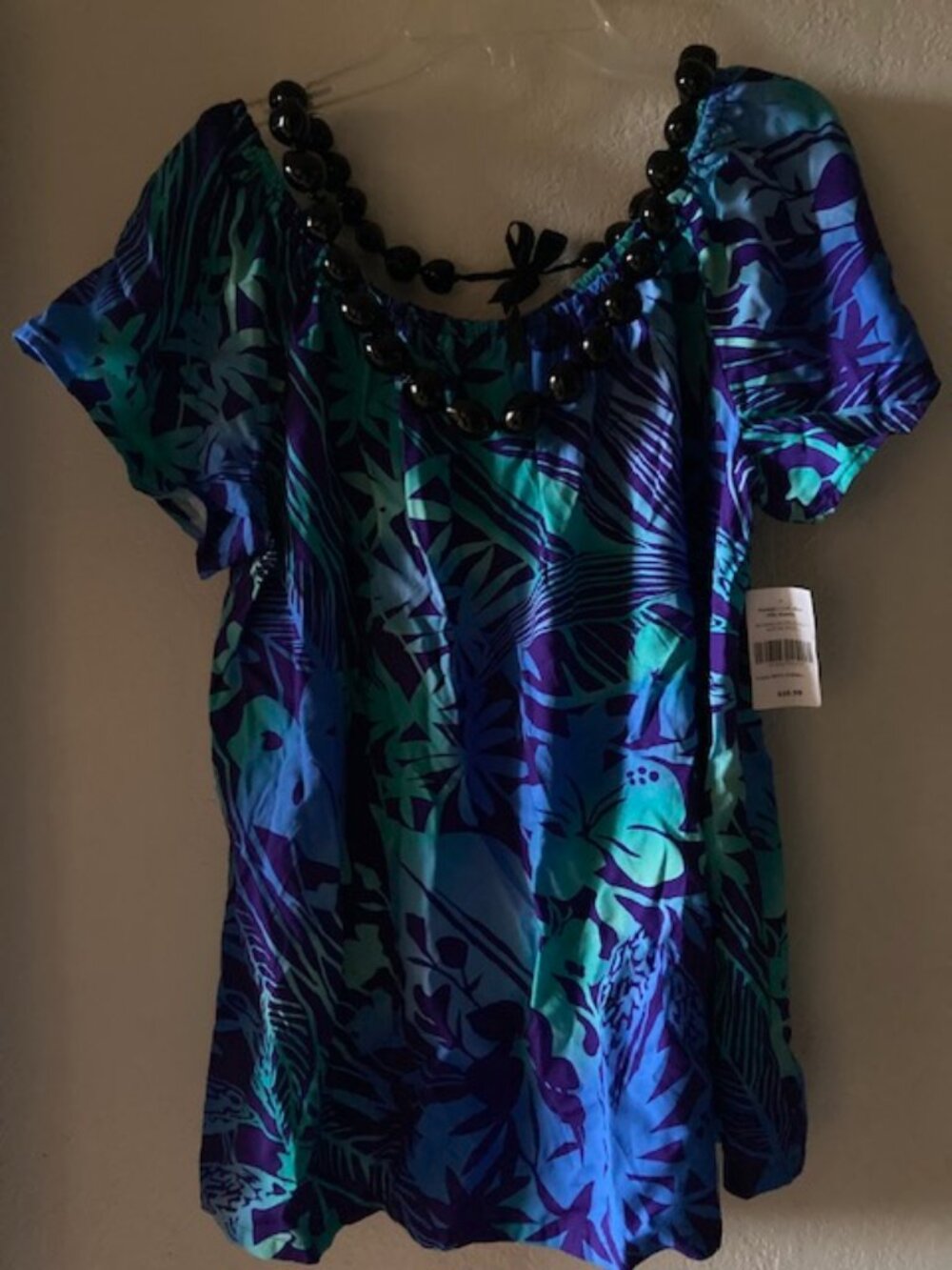 HILO HATTIE HAWAIIAN ORIGINAL ALOHA BLOUSE PEASANT FLOWER MADE IN HAWAII NWT SM